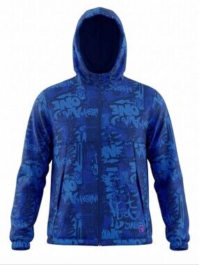 ANDI Men's Hooded Graphic Jacket Layering Streetwear Y2K Graffiti Size XL